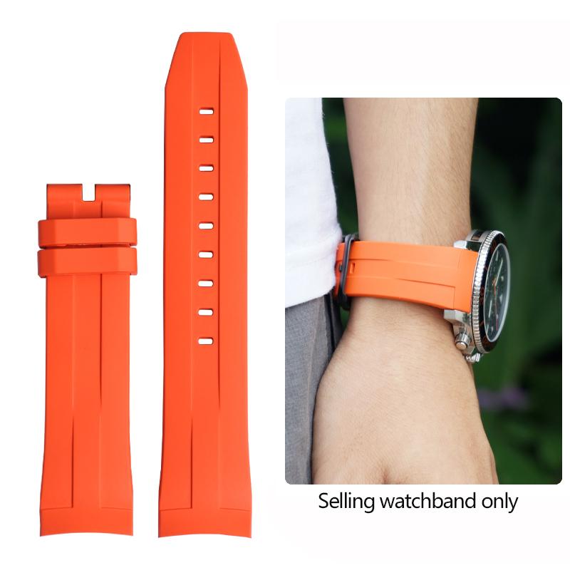 Curved End Rubber Watchband For Tissot 1853 Starfish Diving T120 Silicone Strap T120417A Wrist Bracelet 22mm Male Black Blue
