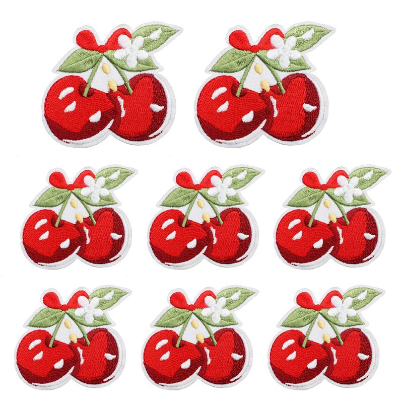 10pcs /Set Fruit Cherry Embroidered Patches Diy Hats Jackets Sew Patch Badges Iron On Patches For Clothing Accessories Applique