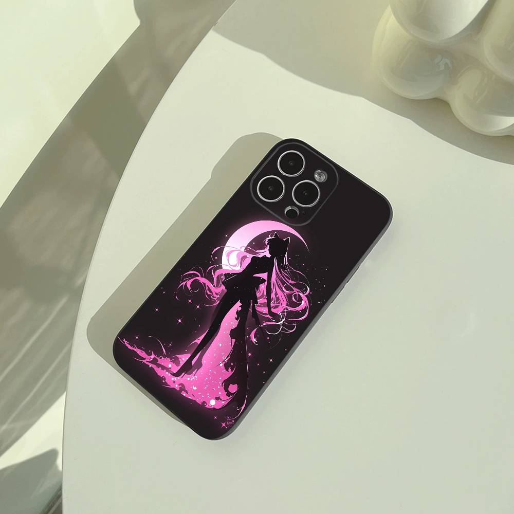 S-Sailor- Moon Phone Case For iPhone 17,16,15,14,13,12,11 Pro Max,16/15/14Plus,XS Soft Black Cover