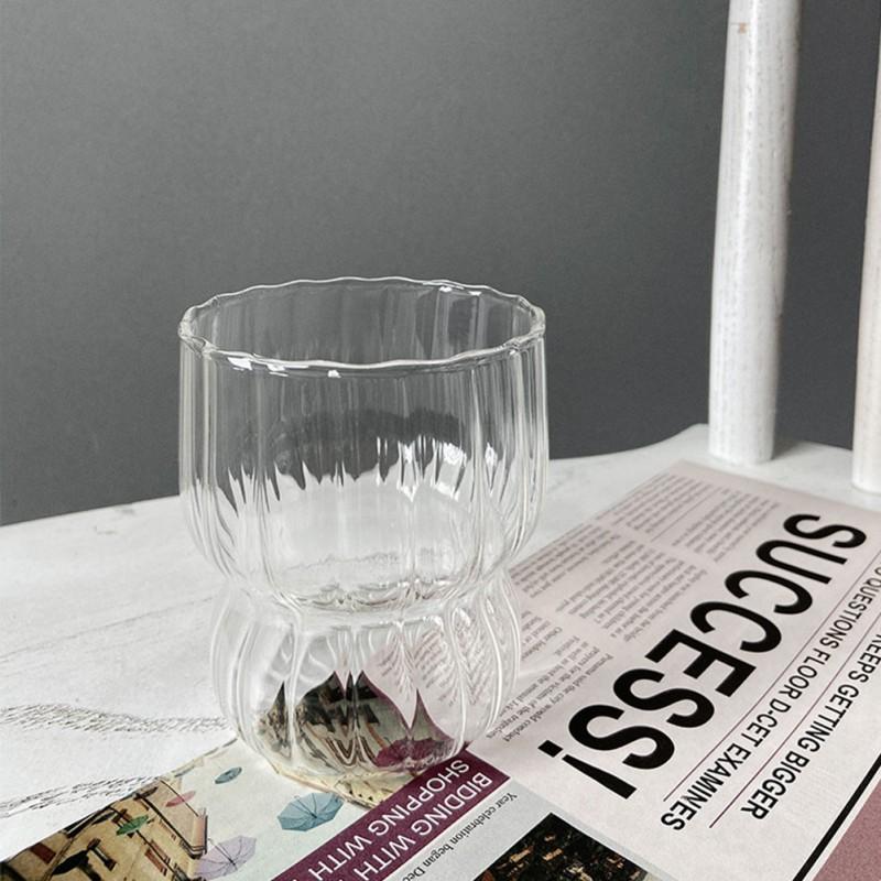 

Прозрачная полосатая стеклянная кружка Термостойкая высокоборосиликатная стеклянная кружка для пива, сока, чая, кофе, кружка для виски, вина без BPA 201-300ml