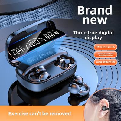 Auriculares Bluetooth Ultralargos Inteligentes con Pantalla Digital, Clip para la Oreja, Auriculares Deportivos de Conducción Ósea