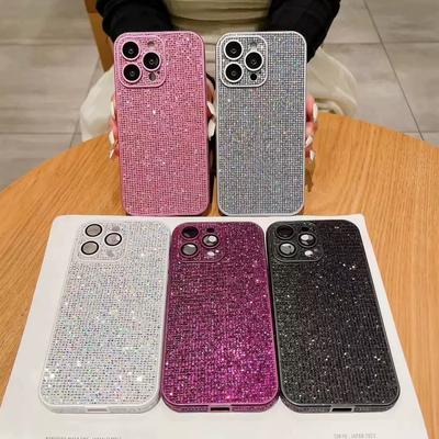 Glitter Powder IPhone 15 Flash Drill Oil Spray Protective Case Side Drill with Lens Film 14Pro Anti-fall Protection Case