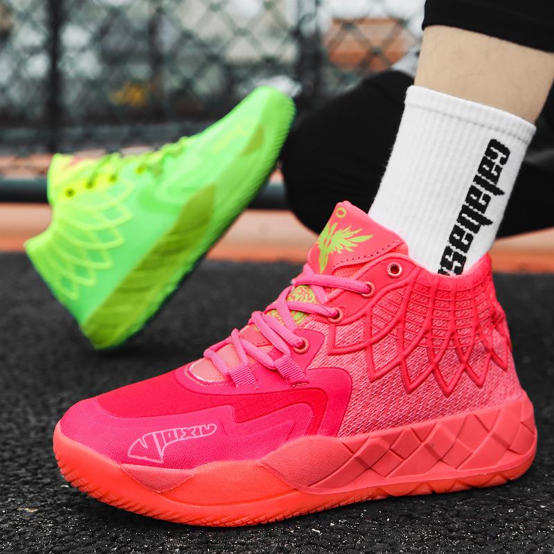 Popular Mesh Breathable Basketball Shoes Men's Spring and Summer Actual Combat Sneakers Student Non-slip Sneakers Have Sound