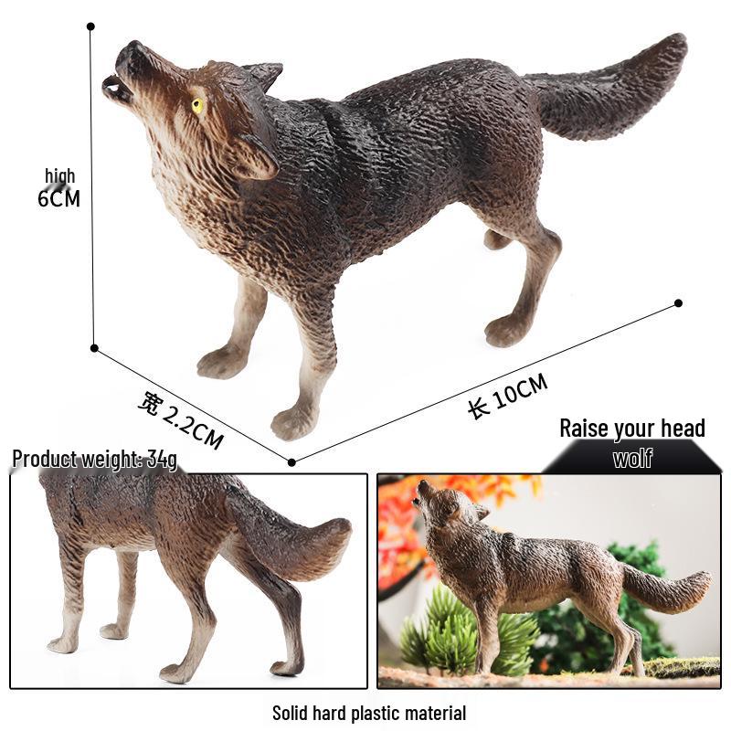 Children's Cognitive Solid Wolf Ornament - Realistic Tilting Head White & Gray Wolf Toy Model