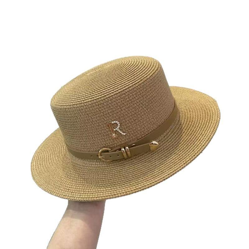 Vintage Fashion Internet Celebrity Sunshade Flat Top Top Hat Women Spring and Summer Travel Vacation Sun Hat Beach Hat