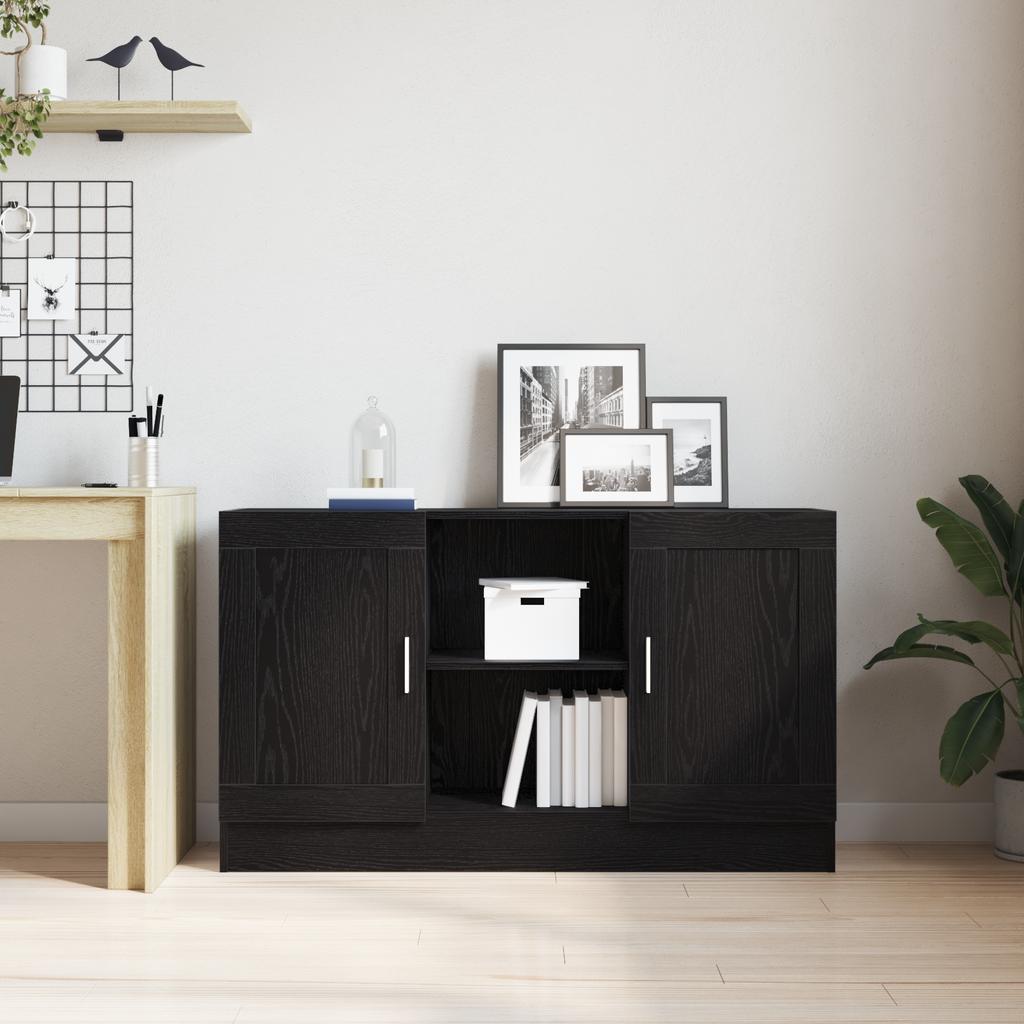 Sideboard Black Oak Look 120 x 30.5 x 70 cm Engineered Wood