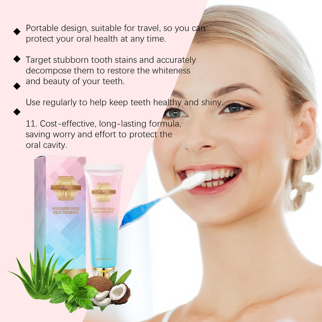ORALHOE Nicotinamide Mint Toothpaste for Bad Breath & Stain Removal, Daily Oral Care, Enamel Protection