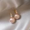 2024 Women's Elegant Temperament Light Pink Pearl Dangle Earrings Korean Fashion Zircon Luxury Accessories for Gilr‘s Earstud