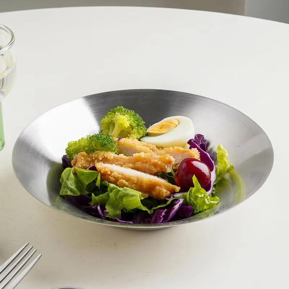 304 Stainless Steel Pasta Plate Deepened Ramen Bowl Multifunctional Food Plate Noodle