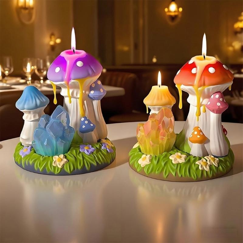 Pack of 4 Multifuntional Mushroom Shape Silicone Mold for Ornaments Festival Home Decorating and Creative Gift Ideas