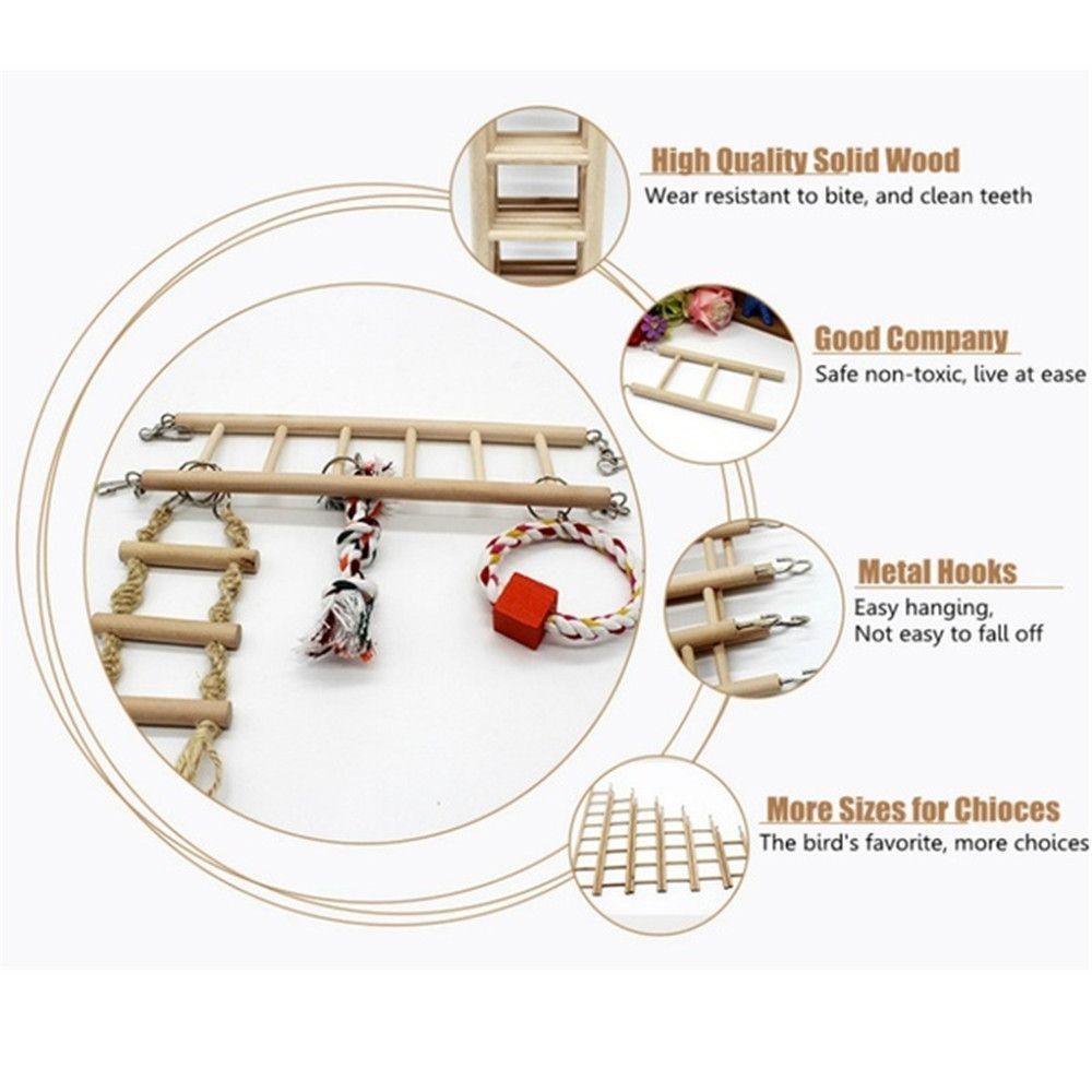 DIY Wood Hanging Decor Parrot Toys Bird Supplies Hamsters Toy Climbing Ladder