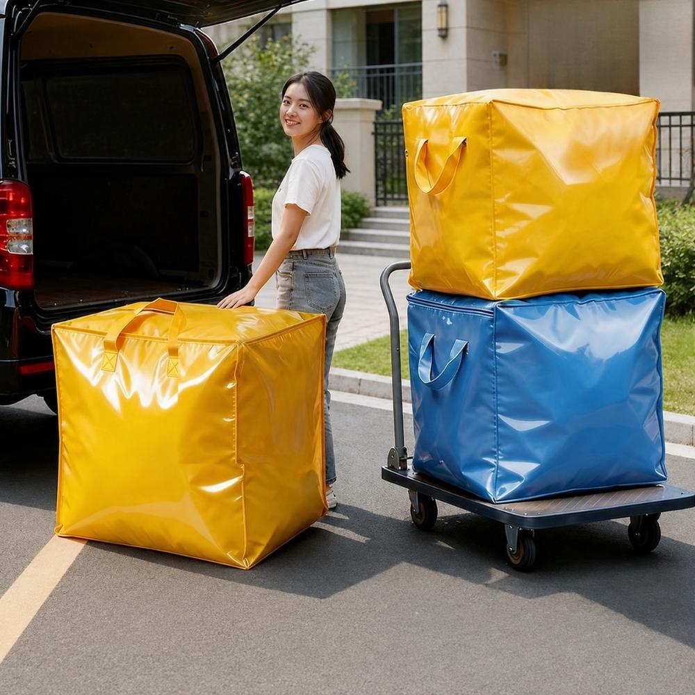 Large Capacity PE Moving Storage Bag with Reinforced Handles, Double Metal Zipper, Water-Resistant Durable Design