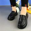 Damesko i skinn damesko fritidskomfortable svarte små sko med myk såle damesko enkeltsko sklisikre sko britisk stil