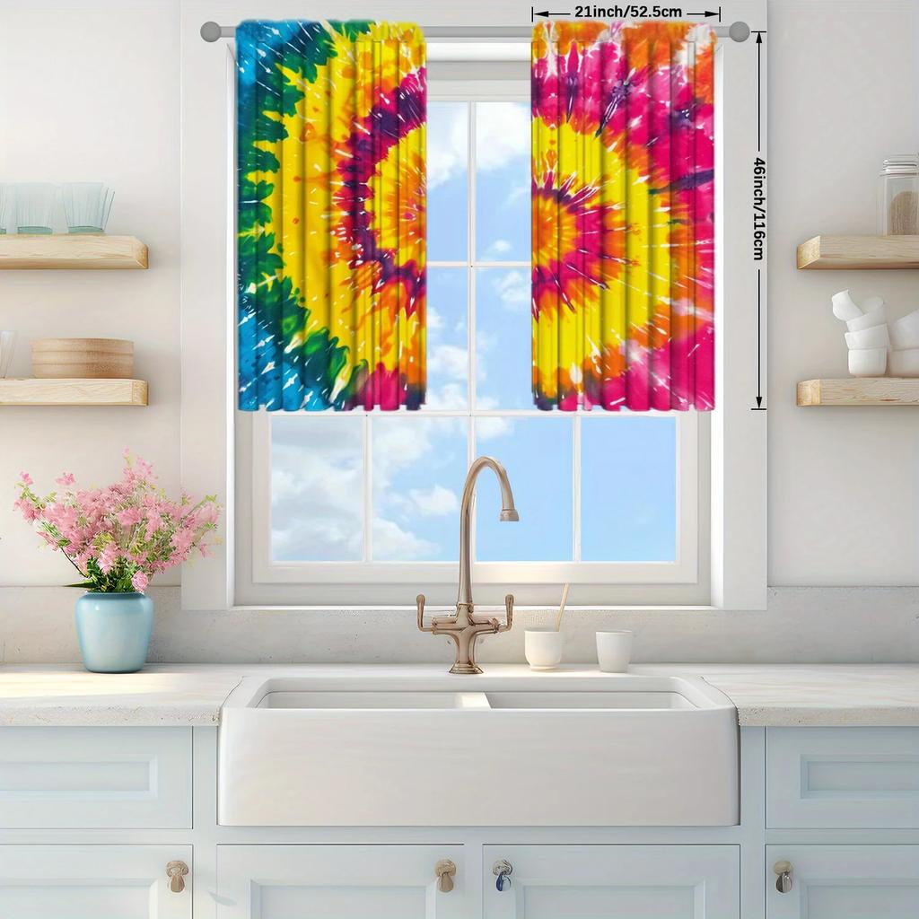 2pcs Vortex Color Printed Curtain for Home Decor - Rod Pocket Window Treatment for Bedroom,Office,Kitchen,Living Room,and Study