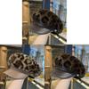 Leopard Print Newsboy Cap With Round Top And Stylish Design For Urban Commuting