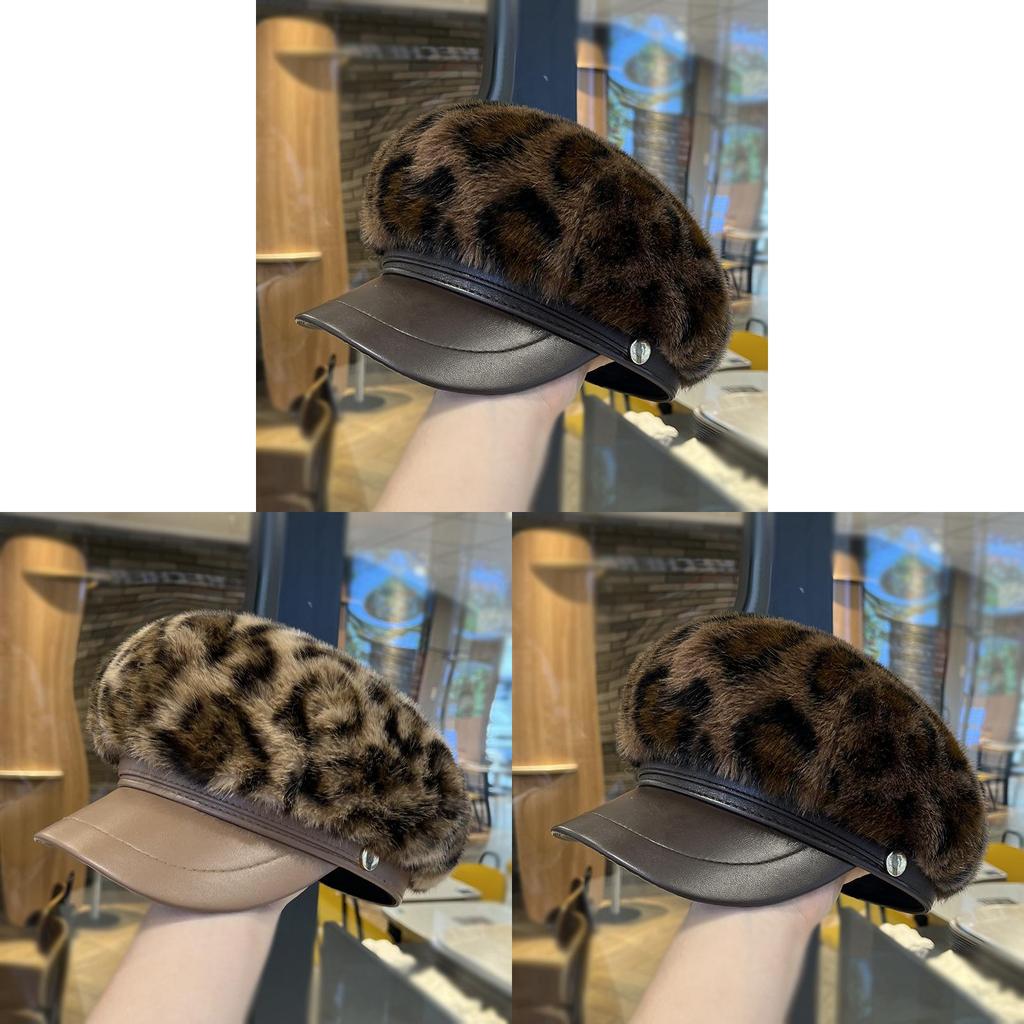 Leopard Print Newsboy Cap With Round Top And Stylish Design For Urban Commuting