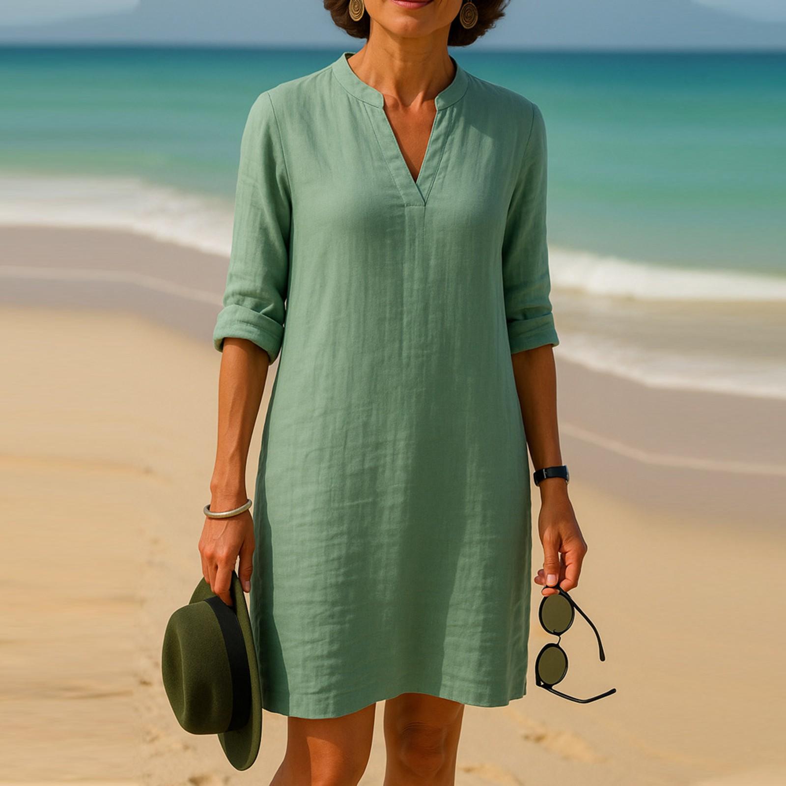 

Повседневное и свободное элегантное платье с V-образным вырезом для женщин XXL