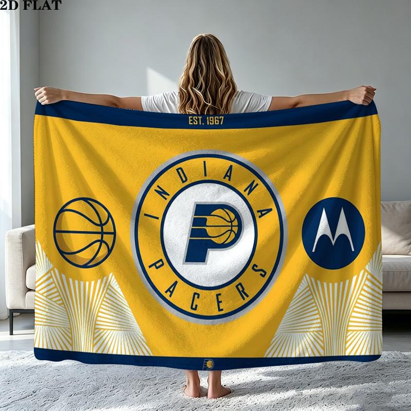 Indiana Pacers Logo Print Flannel Blanket High Quality Warm Comfortable Cover for All Seasons Perfect for Gifts Home Decor