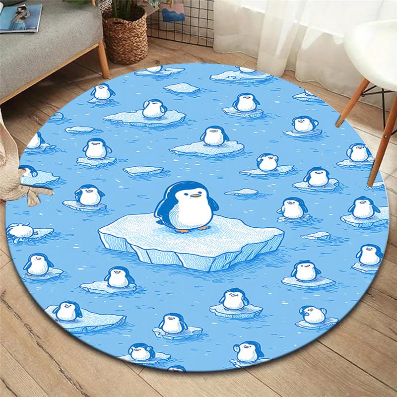 

Penguins and whales Round Area Rug,Carpet Rug for Living Room Bedroom Sofa Playroom Decor,Non-slip Floor Mat 80cmx80cm