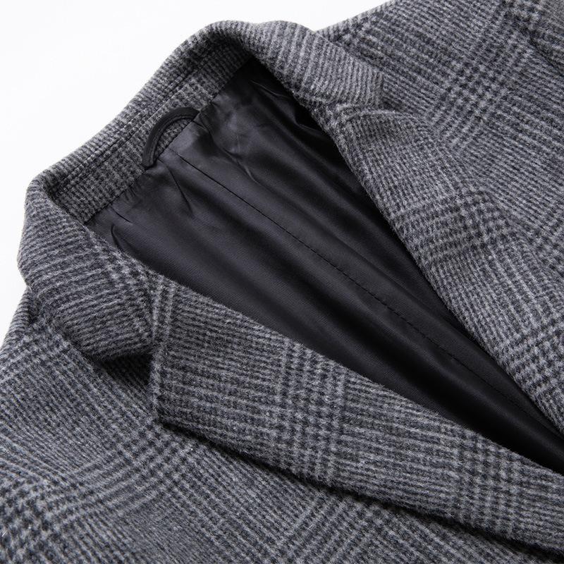 Autumn and Winter Men's Suit Fashion Thousand Bird Plaid Woolen Suit Men's Jacket Casual Non-ironing and Anti-wrinkle Small Suit