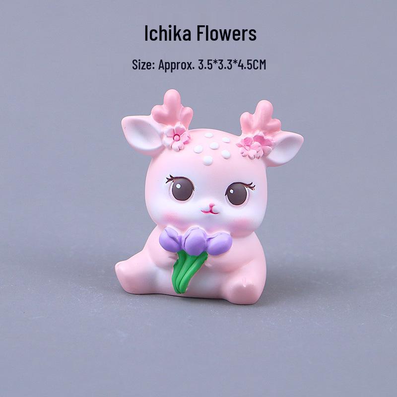Mini Cute Girlish Deer Resin Craft Ornament for Desktop