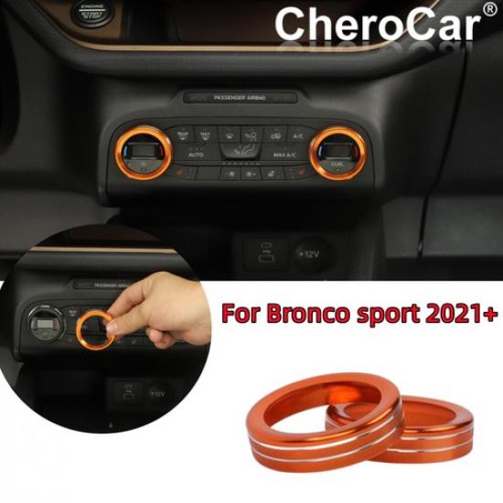 2 Stück Auto Klimaanlagenschalter Knopf Zierring Orange Für Ford Bronco Sport +