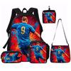 Set Zaino con Motivo Stella del Calcio 1/2/3/4/5 PZ – Zaino Casual di Grande Capacità con Pochette e Borsa Tote Abbinate, Perfetto per l'Uso Quotidiano
