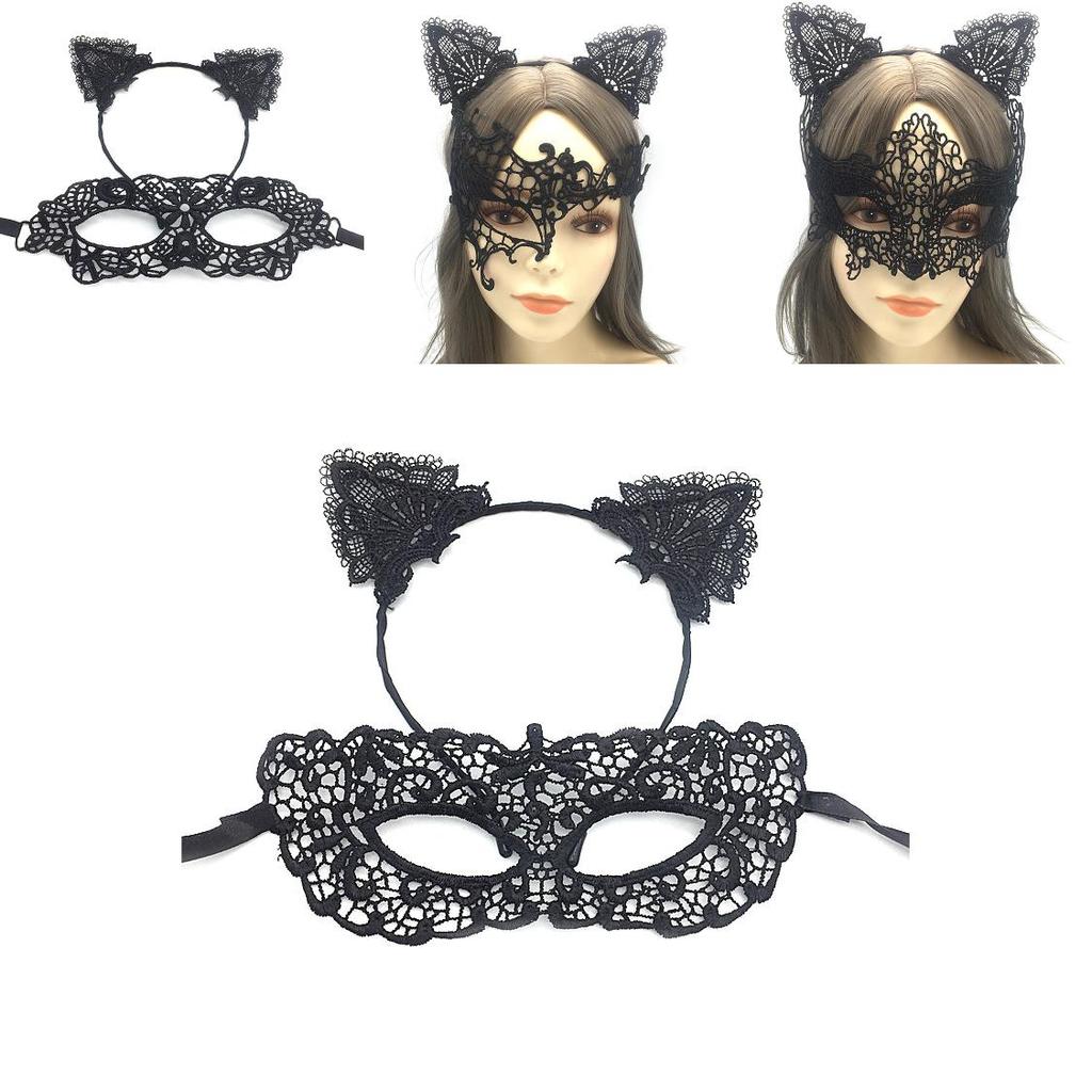 Halloween Sexy Schwarzes Spitzen Stirnband Maske Mit Handgefertigtem Handwerk Für Kostümpartys