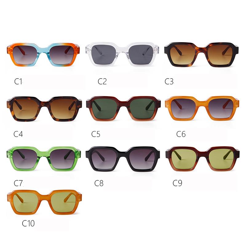 STORY Retro Trendy Orange Square Sunglasses Women Men Fashion Transparent Green Frame Rectangle Sun Glasses Female Shades