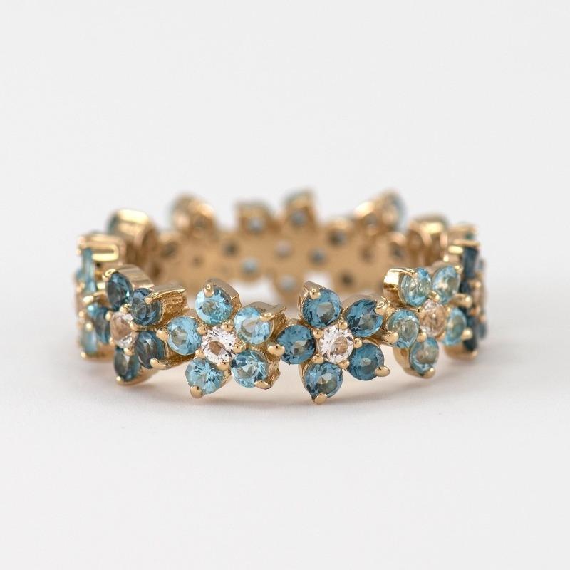 

Floral Round Ring Set, Elegant Stylish Stackable Rings for Women, Holiday Birthday Gift for Special Occasion Blue