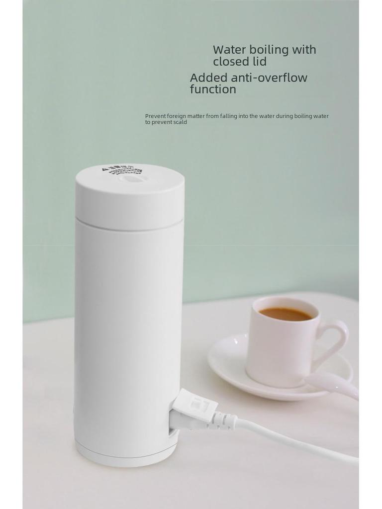 Compact Electric Travel Kettle - Portable Heated Water Cup and Insulated Health Pot