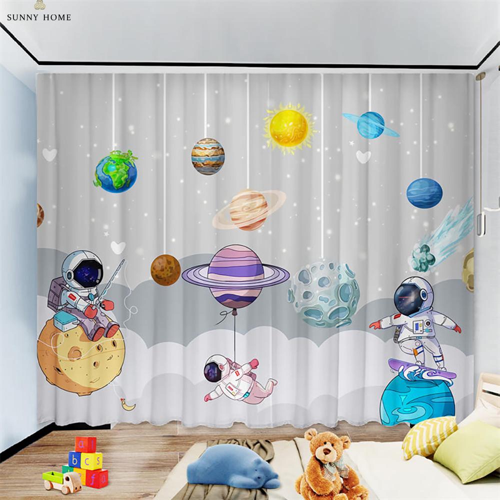 Kreskówkowy Wszechświat Gwiaździste Niebo Zasłony Kreatywny Modny Nadruk Zasłony do Pokoju Dziecięcego Zasłony do Salonu Kuchni Okno