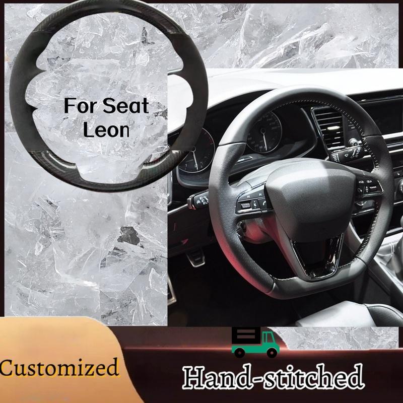 ized Anti-slip Leather Carbon Fiber Hand-stitched Steering Wheel For Seat Leon R Leon ST Cupra Leon ST Cupra Ateca