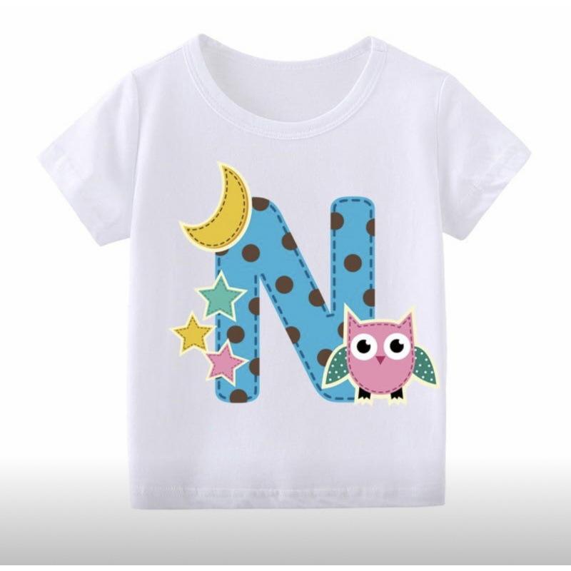 26 English Alphabet Cartoon Printed T-Shirt Children'S Jacket