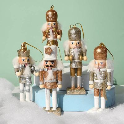 5PCS Nutcracker Christmas Decorations Christmas Nutcracker Ornaments Wooden Nutcracker Hanging Decorations for Christmas Tree Figures Puppet Toy Gifts