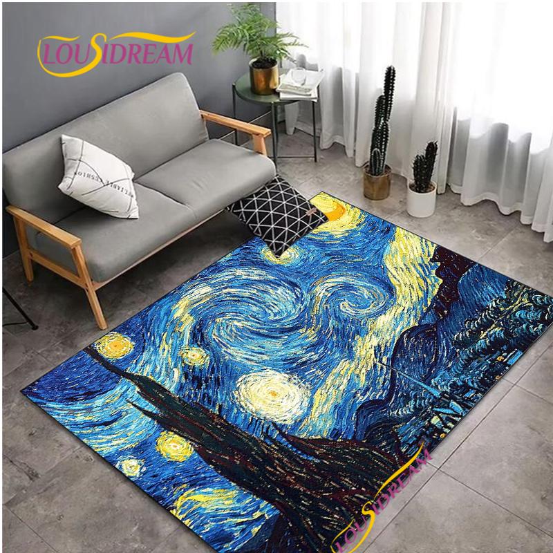 Fashion Van Gogh Art Carpet for Living Room Bedroom Rugs Kitchen Kids Door Un-slip Floor Mats Alfombra Birthday gift Poster Mat
