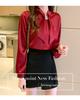 2026 Autumn Korean Style Women's Bow Long Sleeve Shirt