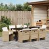 Garden Dining Set with Cushions 9 pcs Beige Poly Rattan