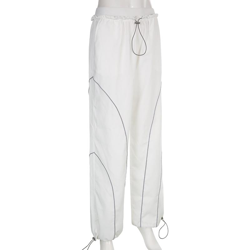 Lose High Waist Tech Baggy Jogginghose Streetwear Jogger Damen Hose mit weitem Bein Casual Basic Punk Hose