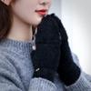 Thicken Women Warm Cat Gloves  Girls Cat Claw Paw Plush Mittens Soft Plush Short Fingerless Half Finger Winter Gloves