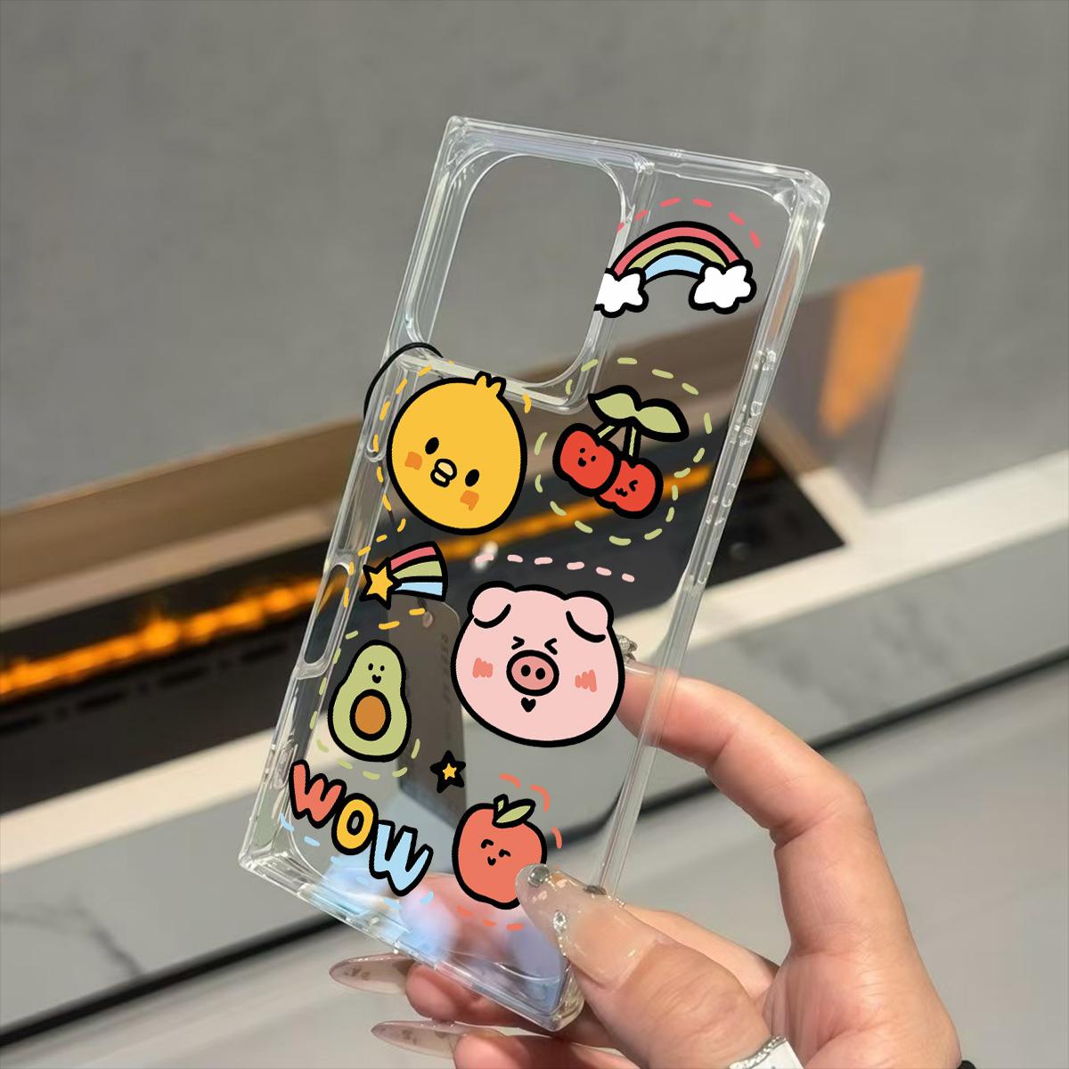 

Прозрачный квадратный чехол-бампер для iPhone 14 Pro Max 13 11 15 Plus 12 16 ProMax, защита от окисления, чехол с милым мультяшным рисунком животных iphone 11 ProMax