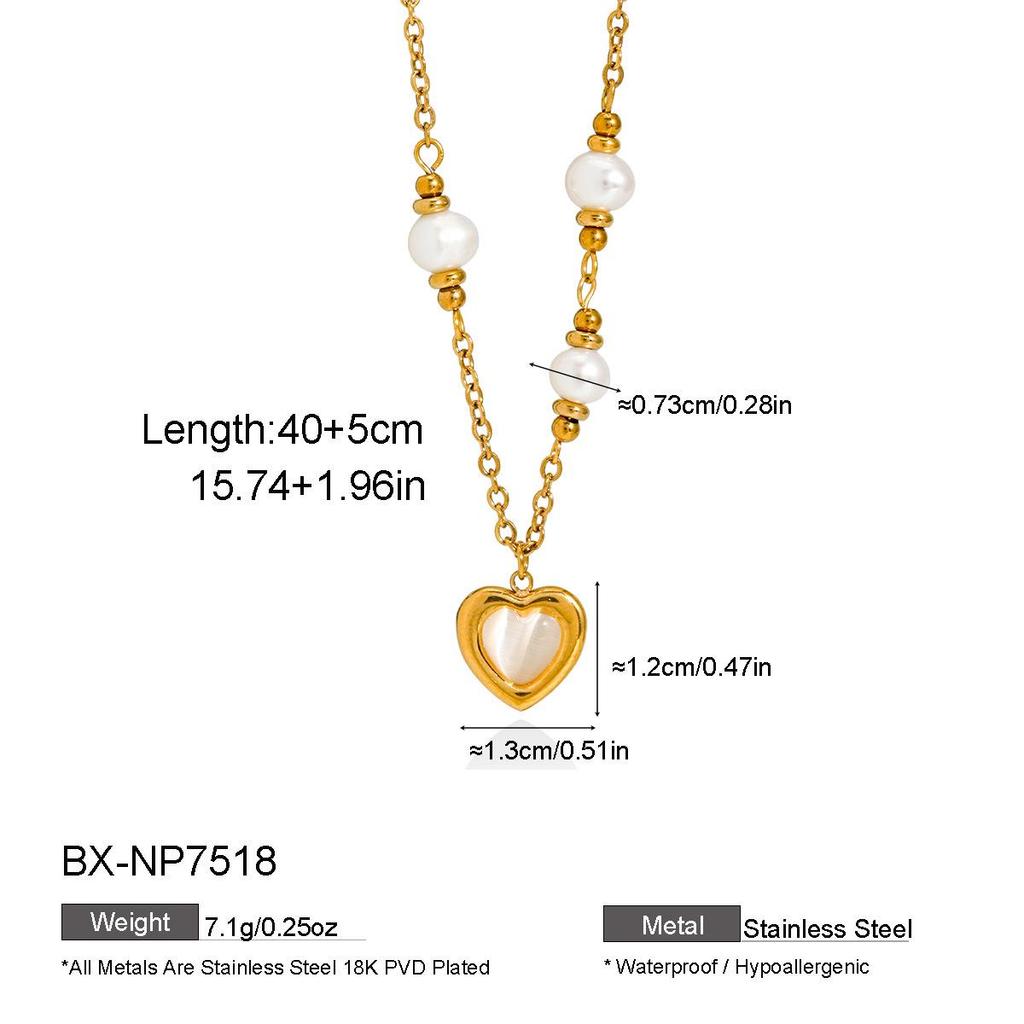 European & American High-End Y-Shaped Zirconia Necklace with Natural Pearl & Stainless Steel for Women