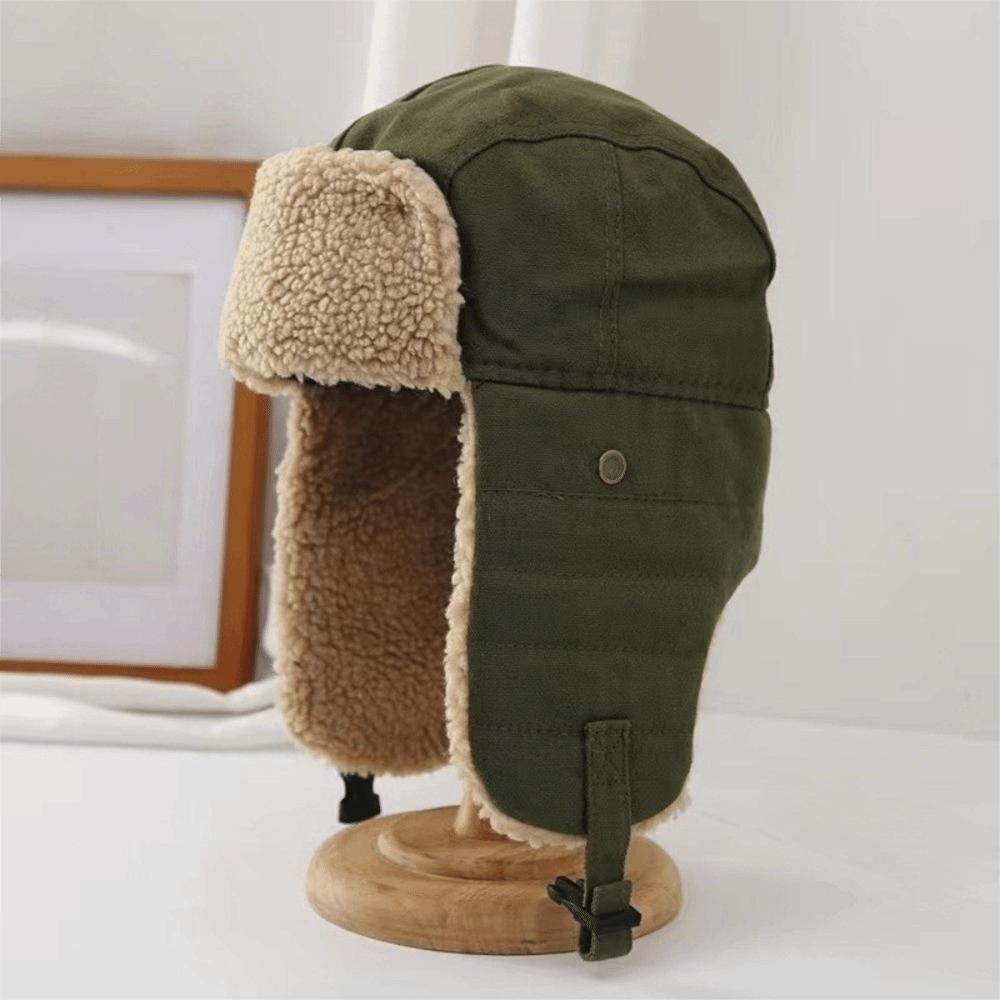 Windproof Ear Protective Hat Thickened Lei Feng Cap Simple Winter Plush Hat  Ski