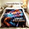 Lion Tiger Theme Custom Blanket Personalized Name & Text Customized Soft Warm Throw Blanket Home Decor