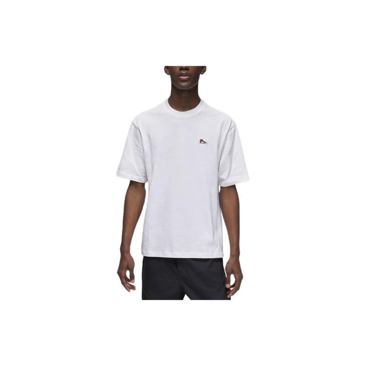 Jordan Solid Logo Crew Neck Knit Short Sleeve T-Shirt Men Tops White FN5982-100