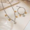 Europäischer Bestseller: 18K Goldplattiertes Edelstahl Herz Anhänger Halskette & Armband Set mit Zirkonia, Wasserdichter Schmuck.