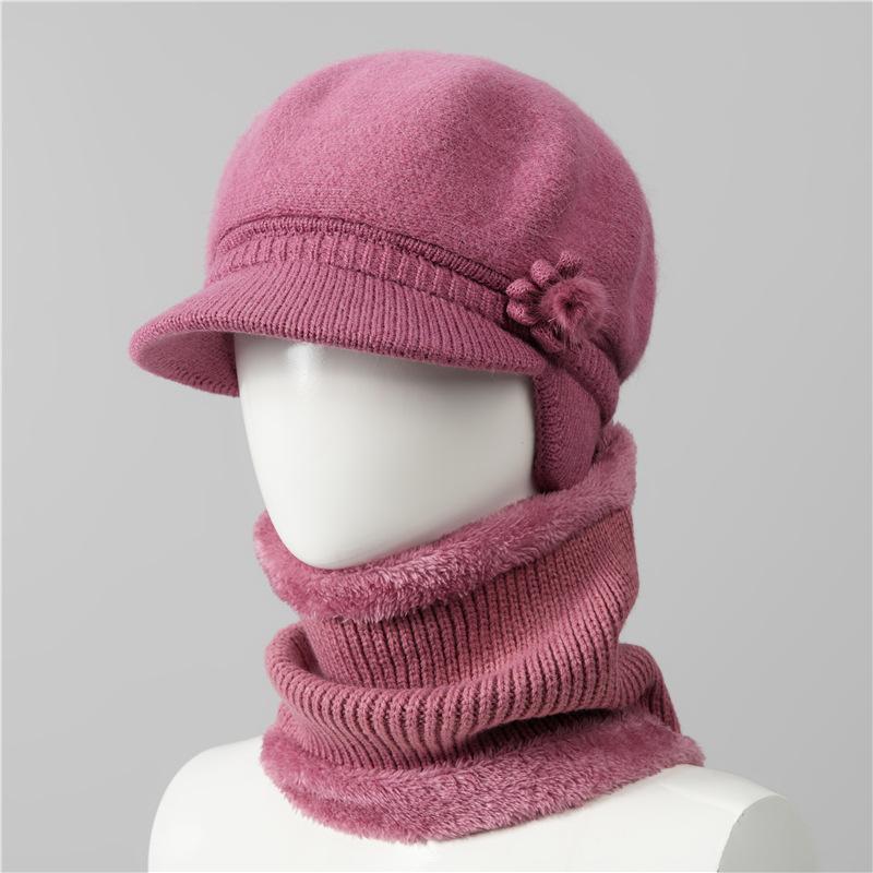 Wool Hat Women's Autumn and Winter Fleece Warm Hat, Ear Protection, Cold Protection, Thickened Knitted Hat