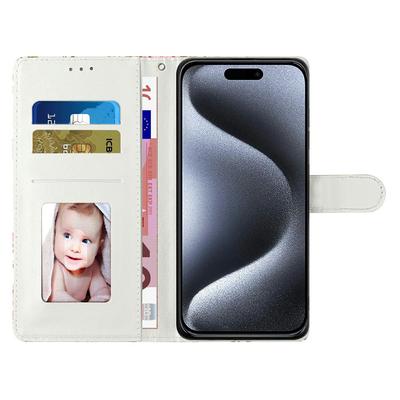 Husă tip portofel pentru iPhone 17 Pro, din piele PU, cu model imprimat, suport, husă de telefon cu curea