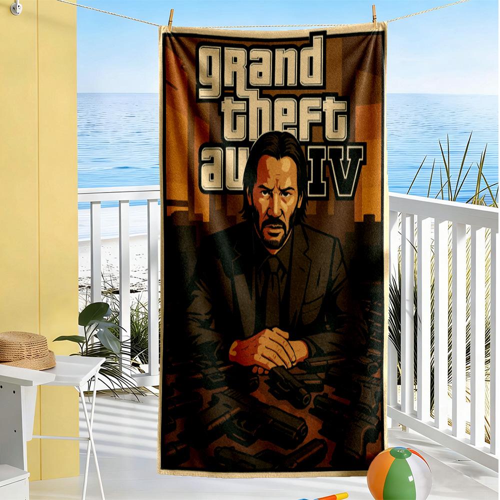 Gta Beach Towel Quick-Dry Soft Microfiber Comfortable Lightweight Suitable for Swimming, Gym, Camping, Yoga Vacation