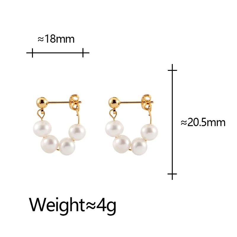 Gold Freshwater Pearl Copper 14k Gold Plated Stud Earrings For Women Fine Jewelry Trendy Accessories
